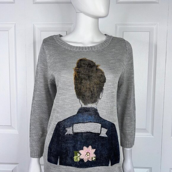 NESS women's large 3/4 sleeve knitted sweater - Picture 2 of 2